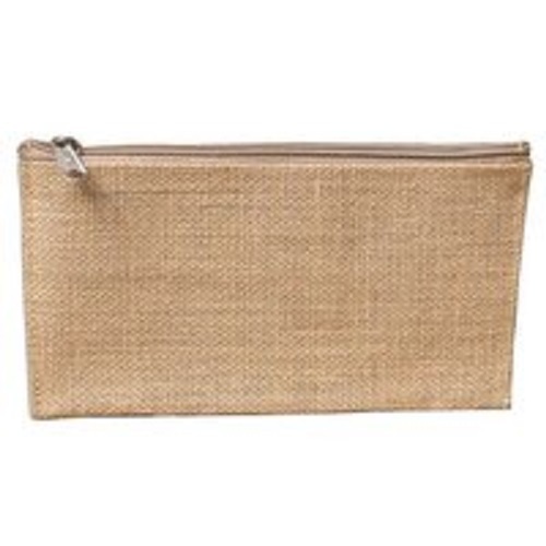 Plain Zip Jute Pouch Bag