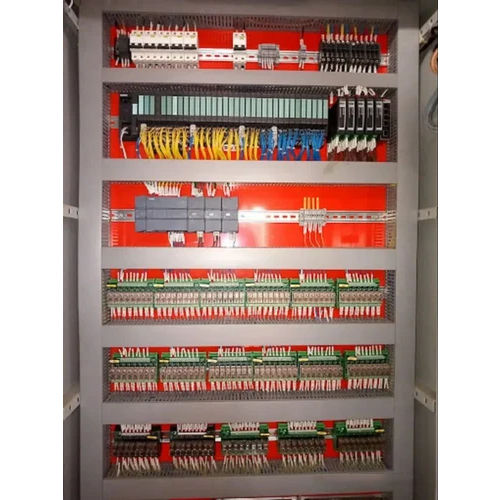 Three Phase PLC Control Panel - Mild Steel, Metal Base | 240-440 Volt, White Color, Powder Coated Finish, 50-60 MHz Frequency