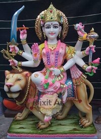 Durga Mata Marble Statue - Height: Approx. 3 Feet