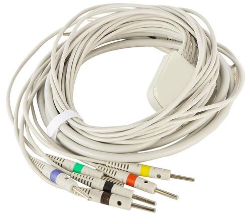 ECG Cable - PVC Material, 10 Feet Length, Off-white Color, 5-Lead Connector | Accurate Readings, Durable Design, Patient Comfort, Reliable Signal