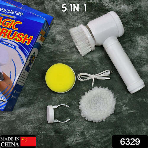 5IN1 HOME KITCHEN ELECTRIC CLEANING BRUSH ELECTRIC SPIN SCRUBBER (6329)