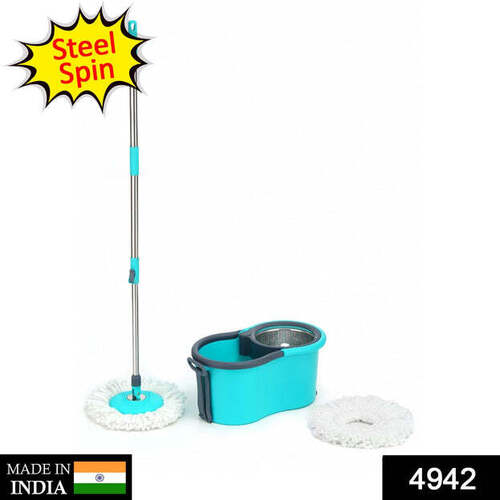 QUICK SPIN MOP WITH STEEL SPIN BUCKET FLOOR CLEANING EASY WHEELS AND BIG BUCKET FLOOR CLEANING MOP WITH BUCKET (4942)