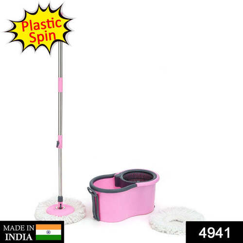 QUICK SPIN MOP PLASTIC SPIN BUCKET FLOOR CLEANING EASY WHEELS AND BIG BUCKET FLOOR CLEANING MOP WITH BUCKET (4941)