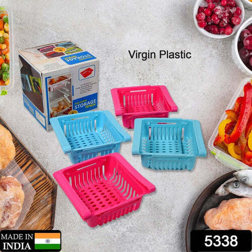VIRGIN FREEZE STORAGE UNBREAKABLE ADJUSTABLE MULTI COLOR TRAY WITH EXTRA STORAGE (5338