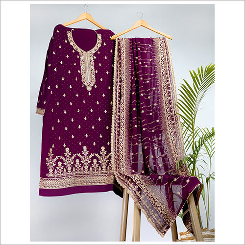 3 Piece Embroidered Suit With Dupatta