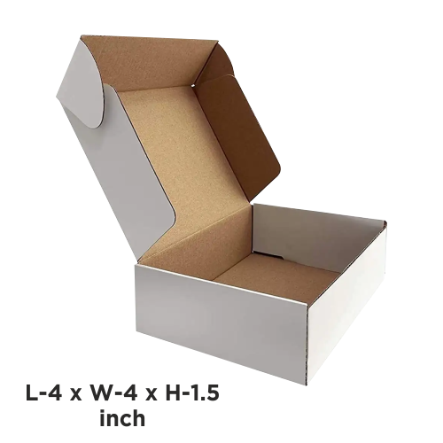 Box Brother 3 Ply White Flap Corrugated Packaging Box Size: 4x4x1.5 Length 4 inch Width 4 inch Height 1.5 inch 3Ply Corrugated Packaging Box whitebox