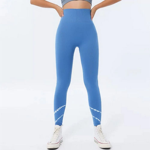 Sports High Waist Stretch Tights - Color: Blue