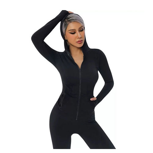 Ladies Hood Zipper Two Piece Tracksuit