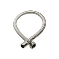 Connection Pipe With Valve Ss 304 - Size 450mm, Silver Glossy Finish, Thread Connection, Stainless Steel | Inner & Outer Dimensions 15mm