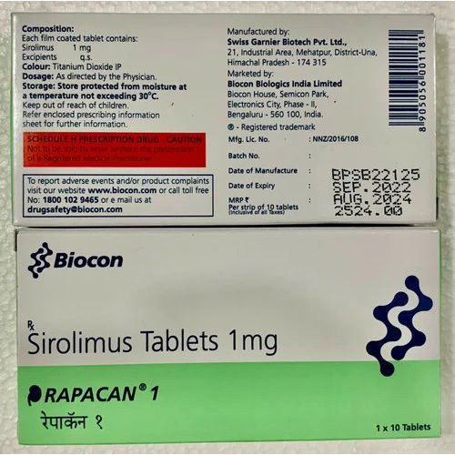 Sirolimus 1Mg Tablet Usage: To Prevent The Body From Rejecting A Transplanted Kidney