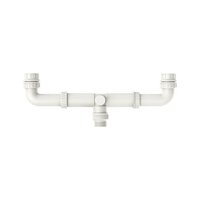 Double Bowl Sink Kit - Polypropylene 40mm Outer Size, Polished Ivory Finish, Glossy White Color