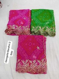 Georgette Bandhani Dupatta - Embroidered, 2.30 To 2.50 Meters, Multicolor | Quick Dry, Semi-transparent, Party Wear Ethnic Style
