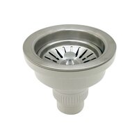 Sink Stainer (sink Waste Coupling) - Stainless Steel 304, 100mm Diameter, Silver Color, Thread Connection, Glossy Finish, Round Shape