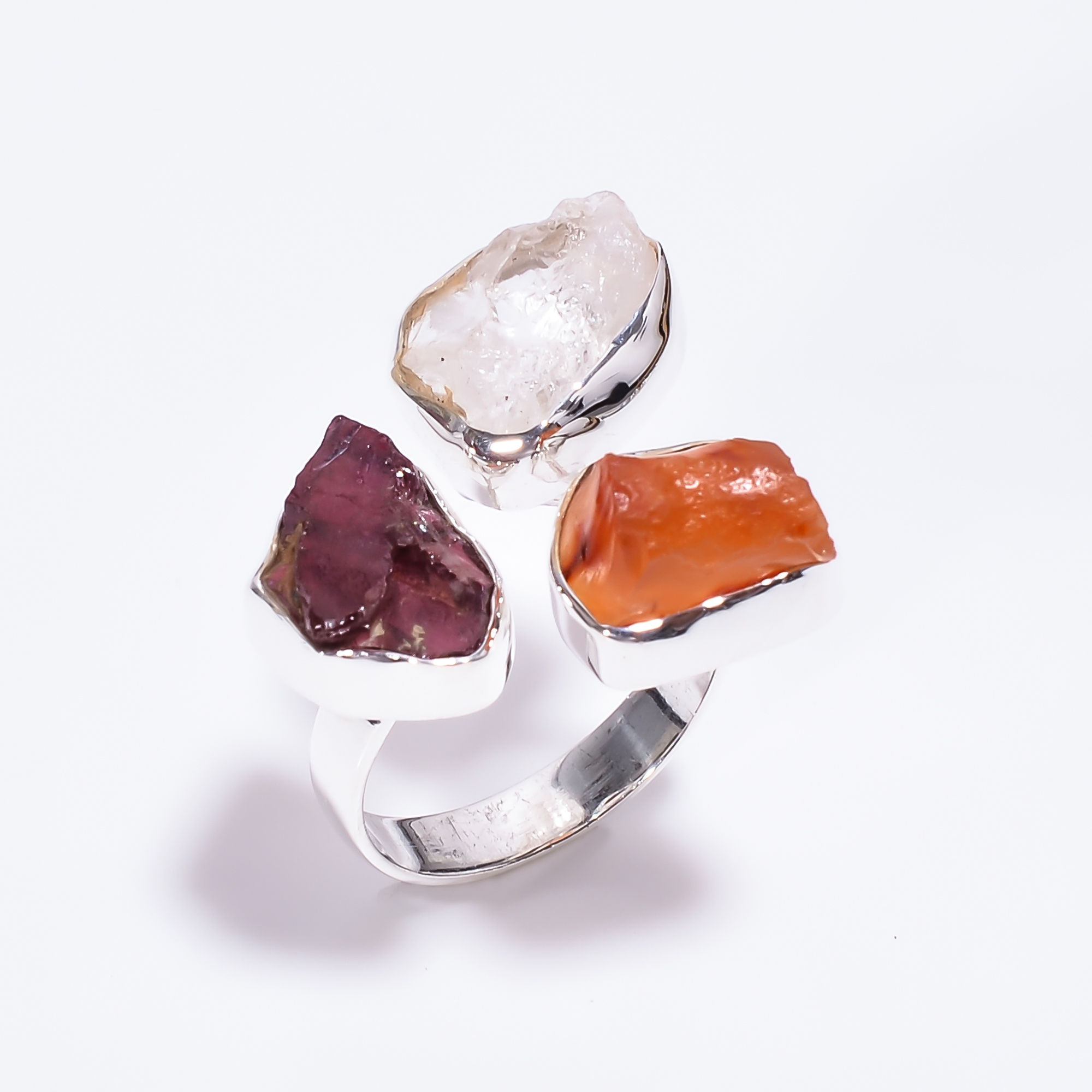 925 Sterling Silver Ring Natural Raw Gemstone Ring