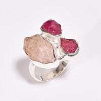 925 Sterling Silver Ring Natural Raw Gemstone Ring