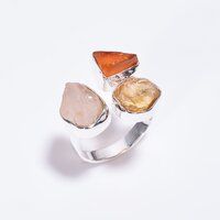 925 Sterling Silver Ring Natural Raw Gemstone Ring