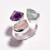 925 Sterling Silver Ring Natural Raw Gemstone Ring