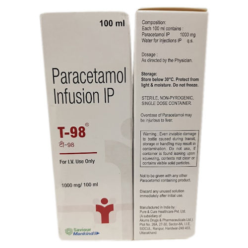 T-98 Paracetamol Infusion Ip Keep In A Dry & Cool Place