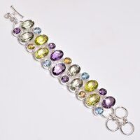 Pearl Gemstone 925 Sterling Silver Statement Bracelet