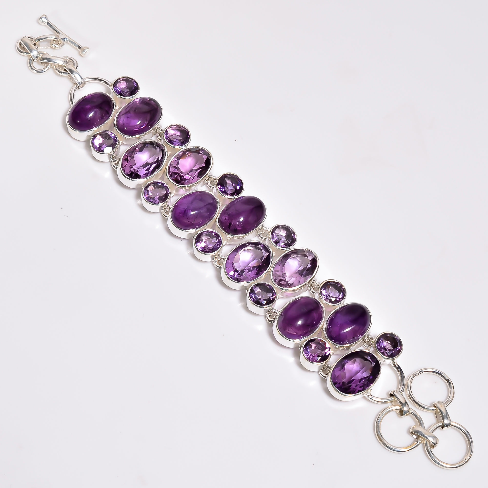 Pearl Gemstone 925 Sterling Silver Statement Bracelet