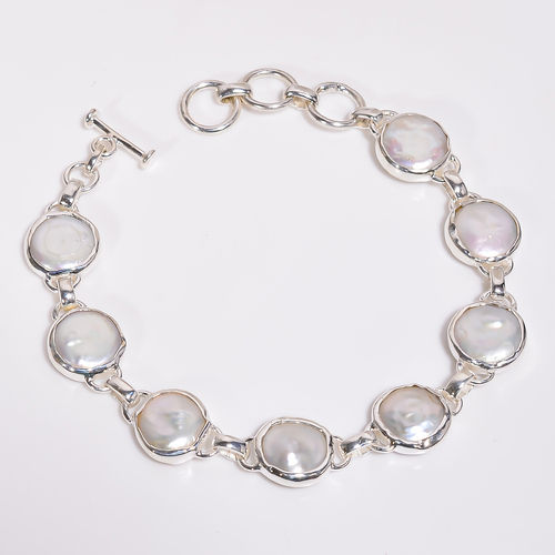 Baroque Pearl Gemstone 925 Sterling Silver Bracelet