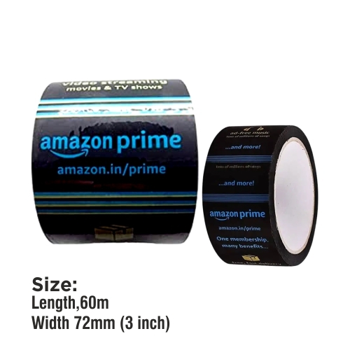 Box Brother Amazon Prime Branded Packaging Tape  60m x 72mm Strong Self-Adhesive Black Color