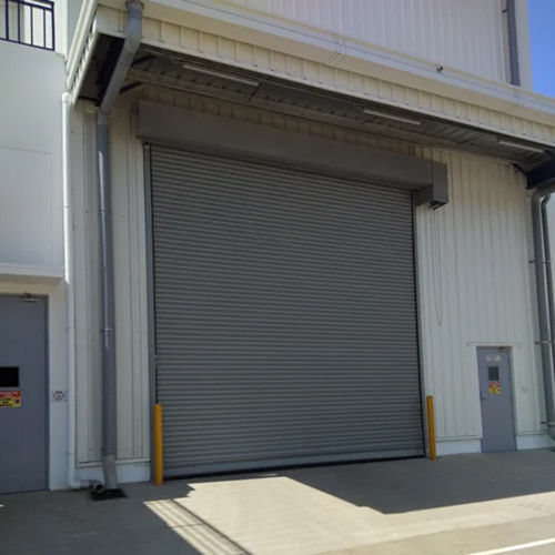 Grey Motorized Rolling Shutter