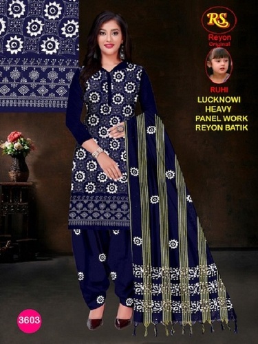 RS Rayon Batic Penal With Lakhnavi Work -Dress Material