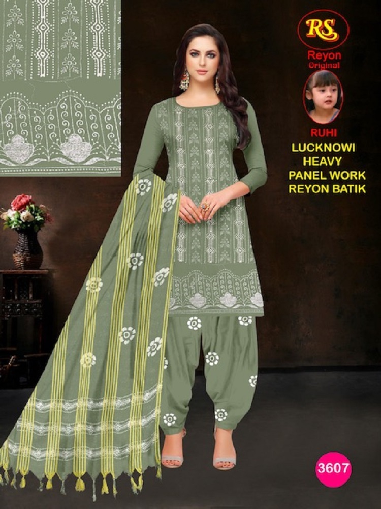 RS Rayon Batic Penal With Lakhnavi Work -Dress Material