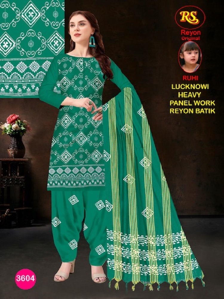 RS Rayon Batic Penal With Lakhnavi Work -Dress Material