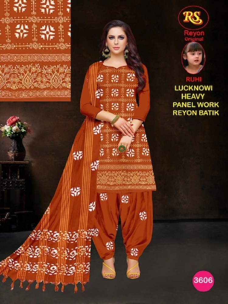 RS Rayon Batic Penal With Lakhnavi Work -Dress Material