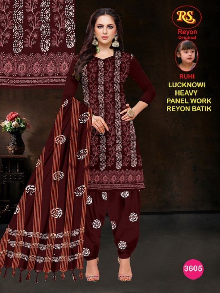 RS Rayon Batic Penal With Lakhnavi Work -Dress Material