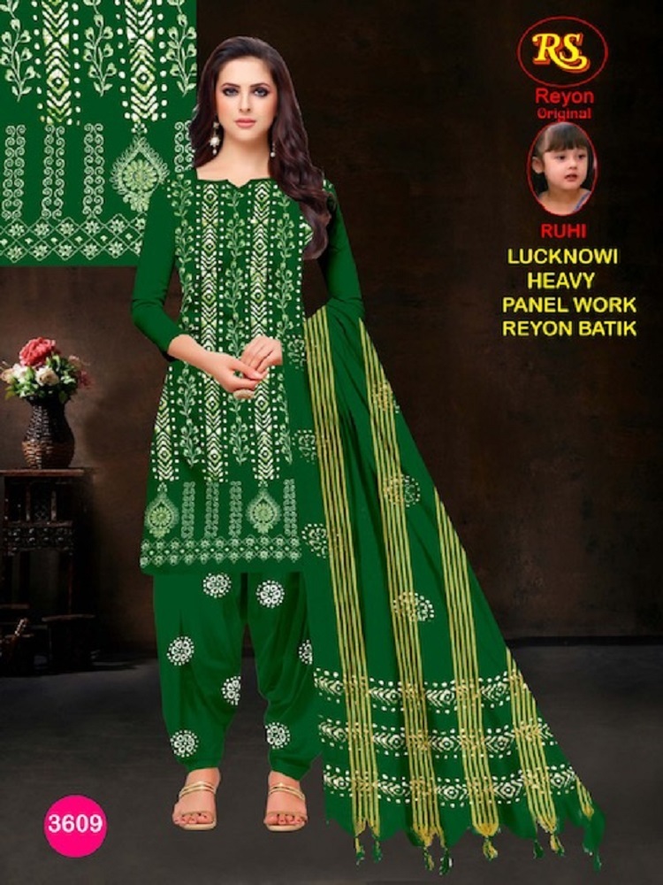RS Rayon Batic Penal With Lakhnavi Work -Dress Material