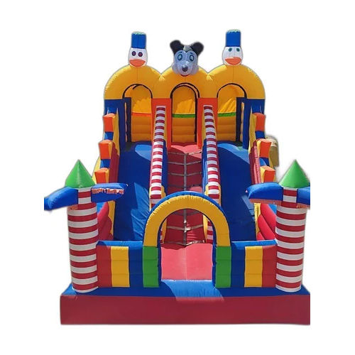 Multicolor Kids Castle Slide 3 Line Inflatable Bounce