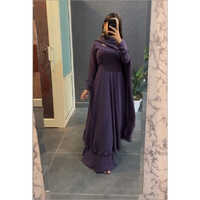 Customized Ankle Length Plain Cotton Gown For Women With Full Sleeves