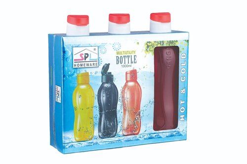 Plastic Fridge Bottle Ganga 1000ml Dlx Set of 3pcs