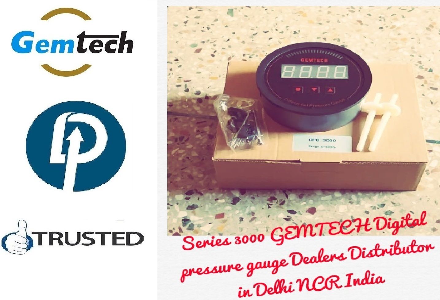 GEMTECH Series 3000 Digital Pressure Gauge Range 0 to 125 PACALS