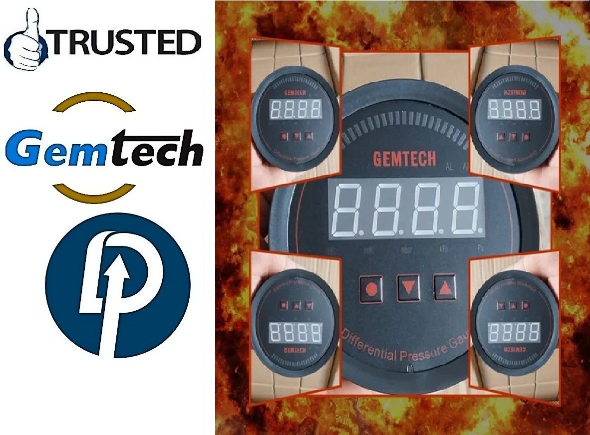 GEMTECH Series 3000 Digital Pressure Gauge Range 0 to 4.000 INCH W.C.