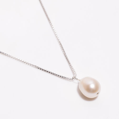 925 Sterling Silver Pendant Necklace With Box Chain Pearl Gemstone