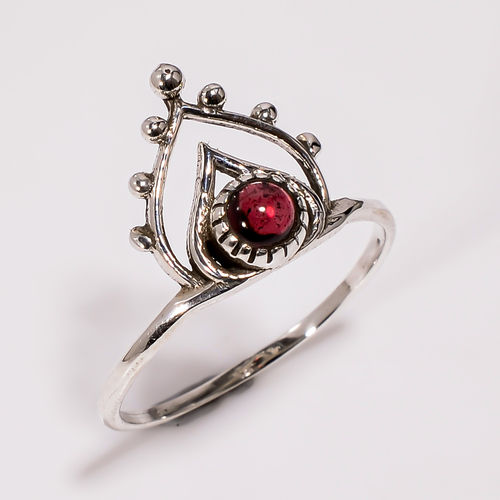 Natural Garnet Gemstone 925 Sterling Silver Ring