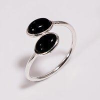 925 Sterling Silver Adjustable Rings 2 Gemstone