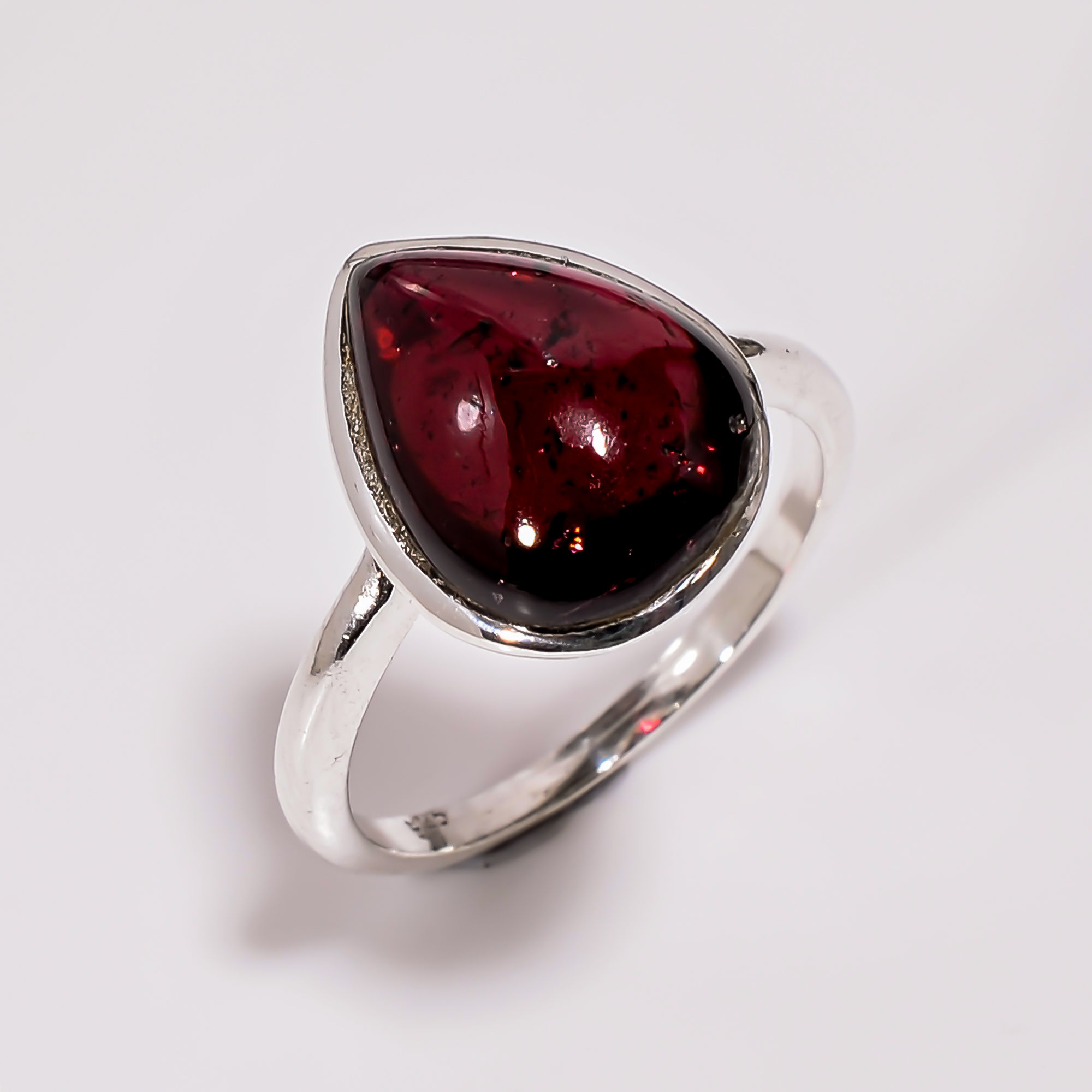 Pear Shape Gemstone Solid Silver Rings 925