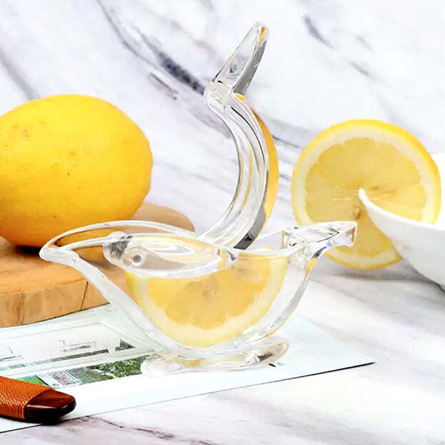MANUAL LEMON SLICE SQUEEZER PORTABLE TRANSPARENT FRUIT JUICER ORANGE CITRUS MANUAL BIRD SHAPE HAND JUICER FOR ORANGE LEMON LIME FOR KITCHEN (COLOR BOX) 5345