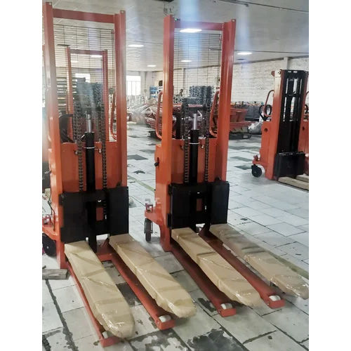 Industrial Battery Operated Hydraulic Stacker - Color: Orange-Black