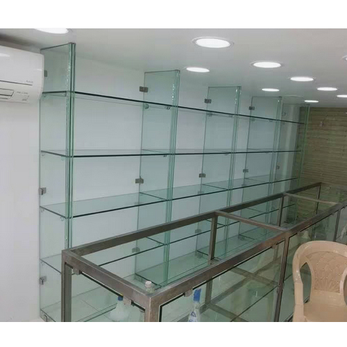 CG14 Commercial Glass Rack - Iron And Glass, Rectangular Shape, Transparent-Grey | Industrial & Commercial Storage Solution