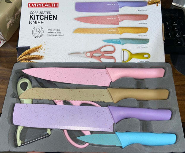 CORRUGATED 6PC KITCHEN KNIFE SET PROFESSIONAL BOX KNIFE SET 6 PIECE FORGED KITCHEN KNIVES WITH BOX (2948)
