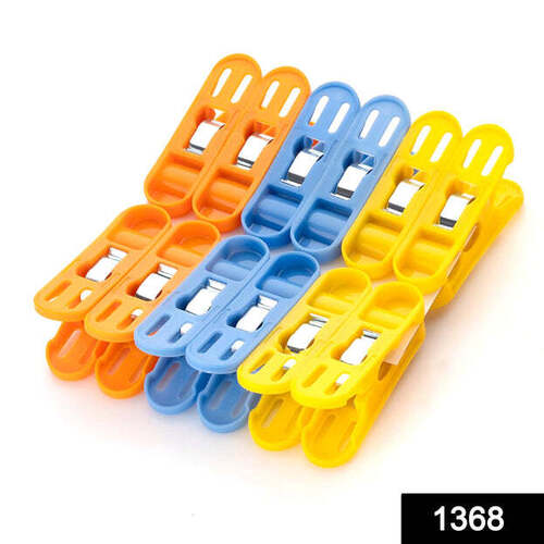 CLOTH DRYING NON-SLIP LIGHT PLASTIC CLIPS (MULTICOLOUR) (PACK OF 12) (1368)