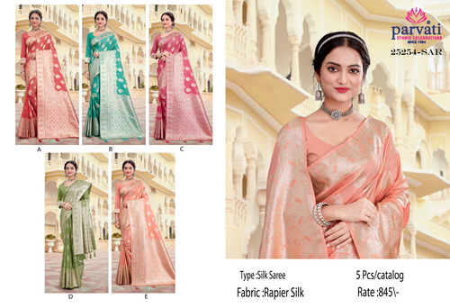 Pastel Colour Rapier Silk Zari Work Saree-25254