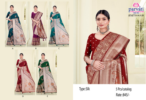 Bridal Wear Dark Colour Banarasi Silk Saree-25273