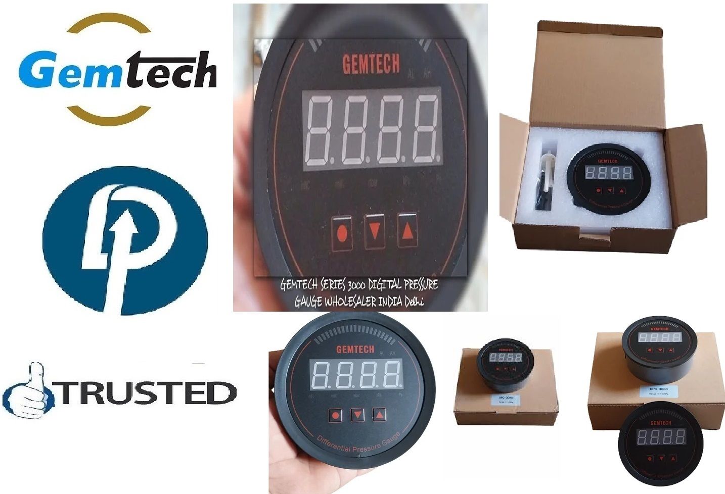 GEMTECH Series 3000 Digital Pressure Gauge Range 0 to 1.250 Mbar